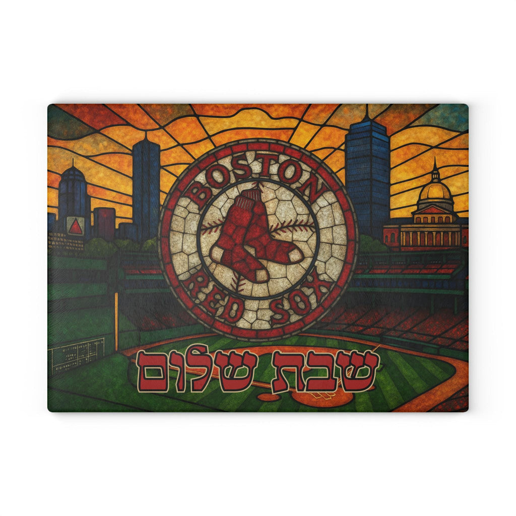 Boston Red Sox Challah Board, Stained Glass Shabbat Tray, Fenway Park Judaica (15x11)