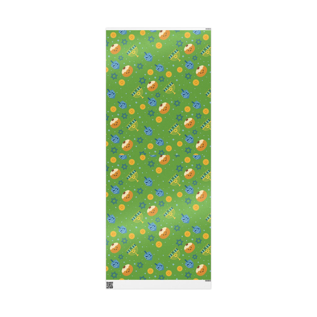Green Hanukkah Wrapping Paper, Modern Judaica Gift Wrap, Fine Art Paper