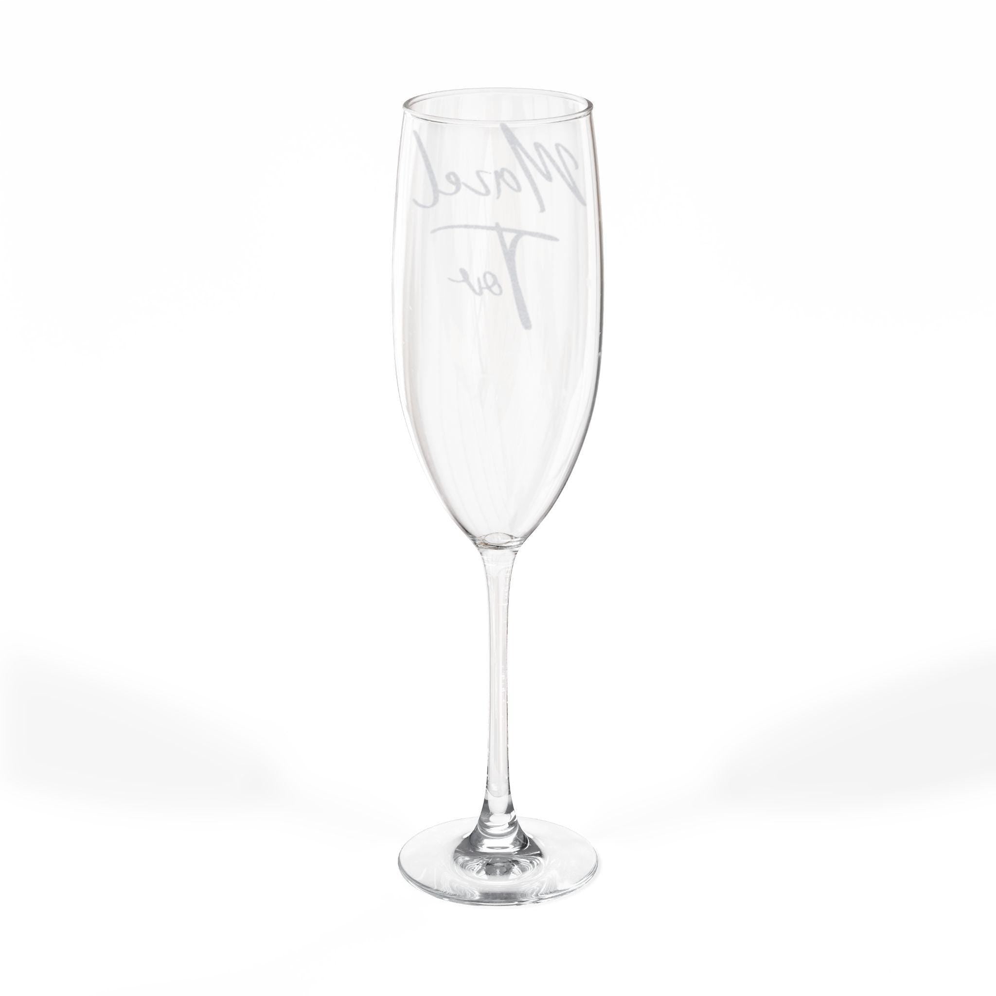 Personalized Engraved Champagne Flute, Crystal Clear Toasting Glass, Elegant Bridal Keepsake