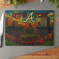 Atlanta Braves Challah Board Stained Glass Shabbat Tray, 15x11 Jewish Baseball Wedding Gift