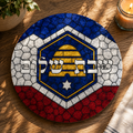 Utah State Flag Challah Board, Round Glass Shabbat Serving Plate, Mountain Judaica Kitchen Decor