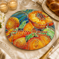 Georgia Peach Challah Board, Round Glass Shabbat Serving Plate, Southern Judaica for Jewish Kitchen Decor