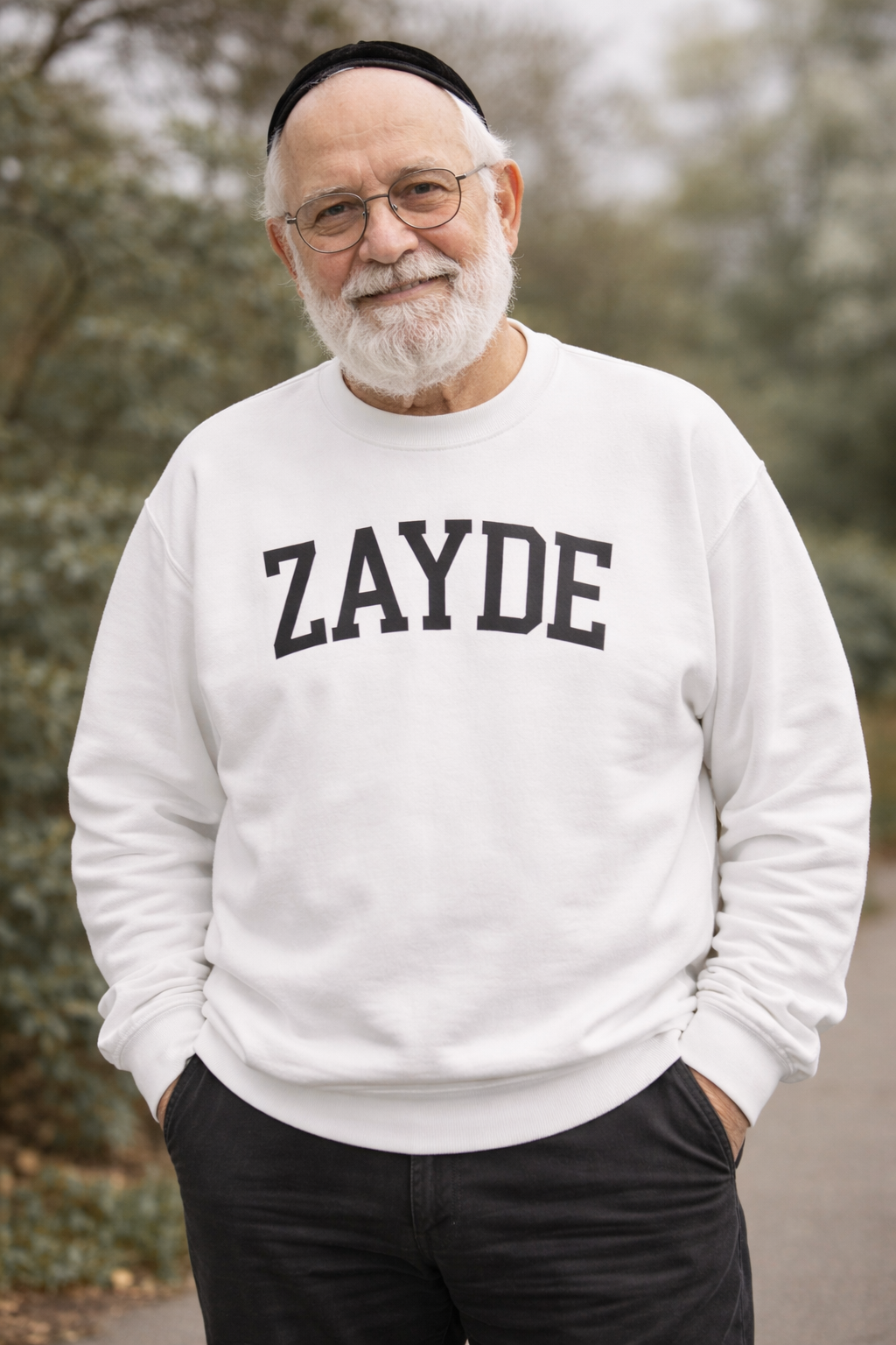 Zayde Sweatshirt Yiddish Grandpa Crewneck, Jewish Grandfather Collegiate Letter Sweater Gift
