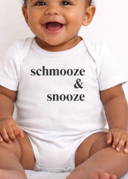 schmooze & snooze Infant Bodysuit | Minimal Script Baby Onesie