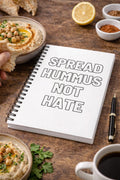 Spread Hummus Not Hate Spiral Notebook, Jewish Study Journal, 6x8 Ruled School Notebook Gift