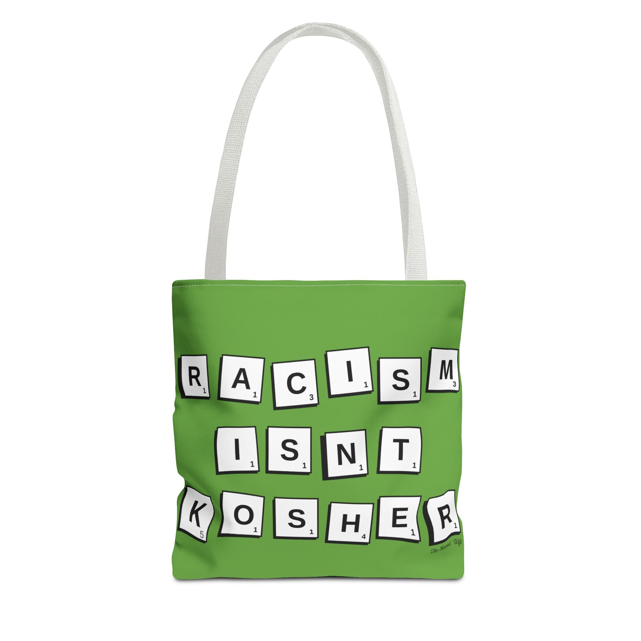 Racism Isnt Kosher Tote Bag, Jewish Social Justice Gift, Scrabble Style Protest Bag, Modern Judaica Anti Racism Tote