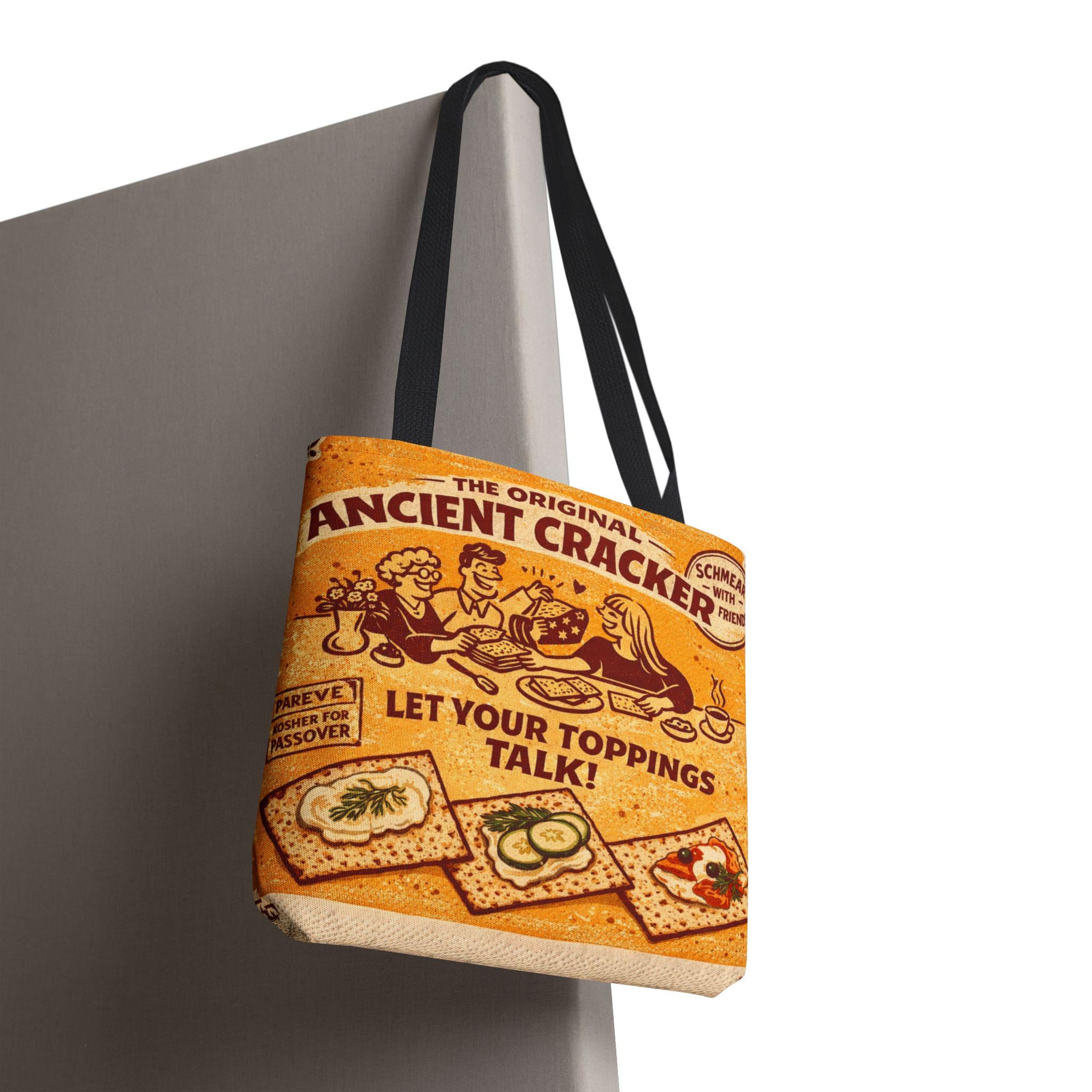Vintage Style Matzah Tote Bag, Retro Cracker Market Grocery Bag