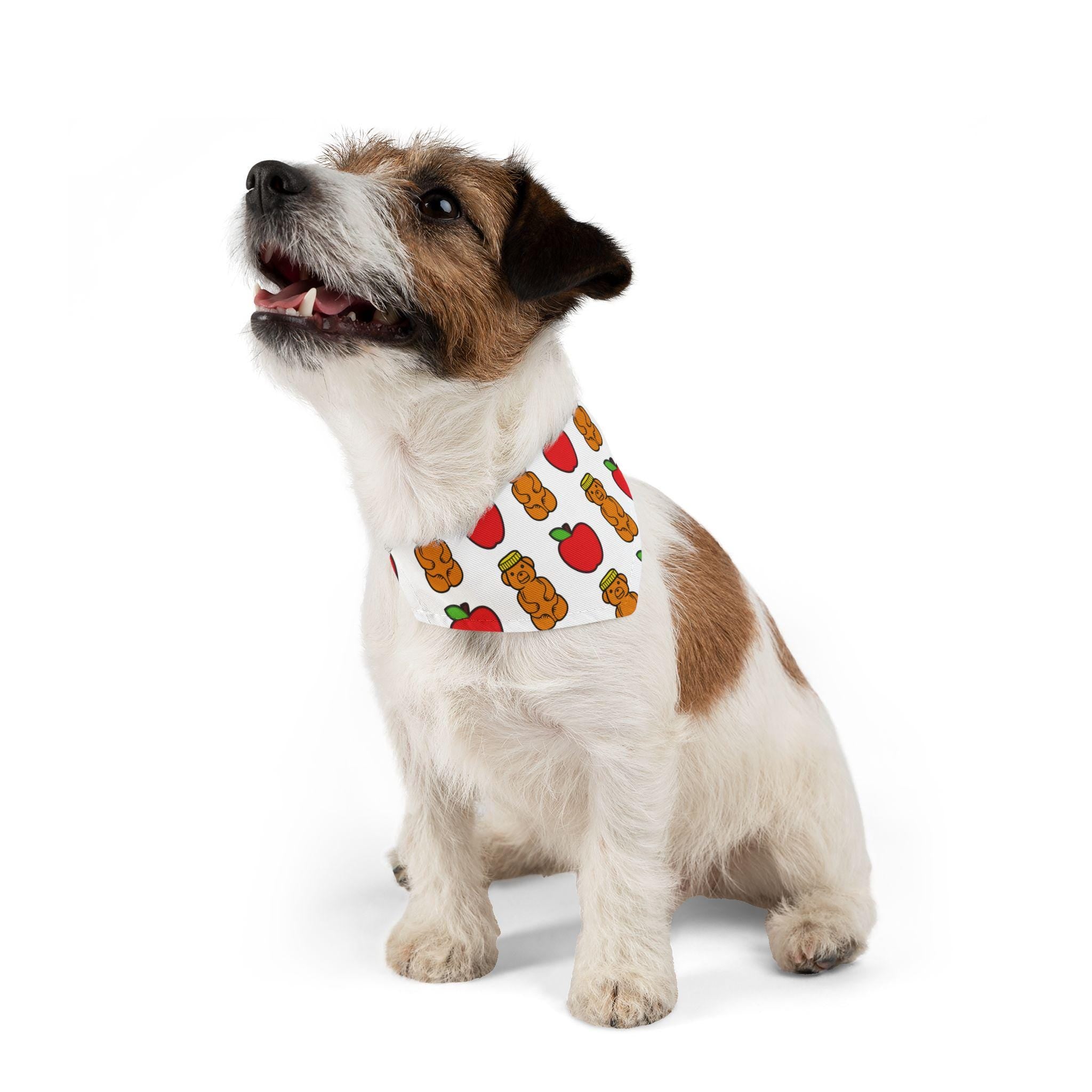 Rosh Hashanah Dog Bandana, Apple & Honey Print, Jewish Holiday Pet Scarf