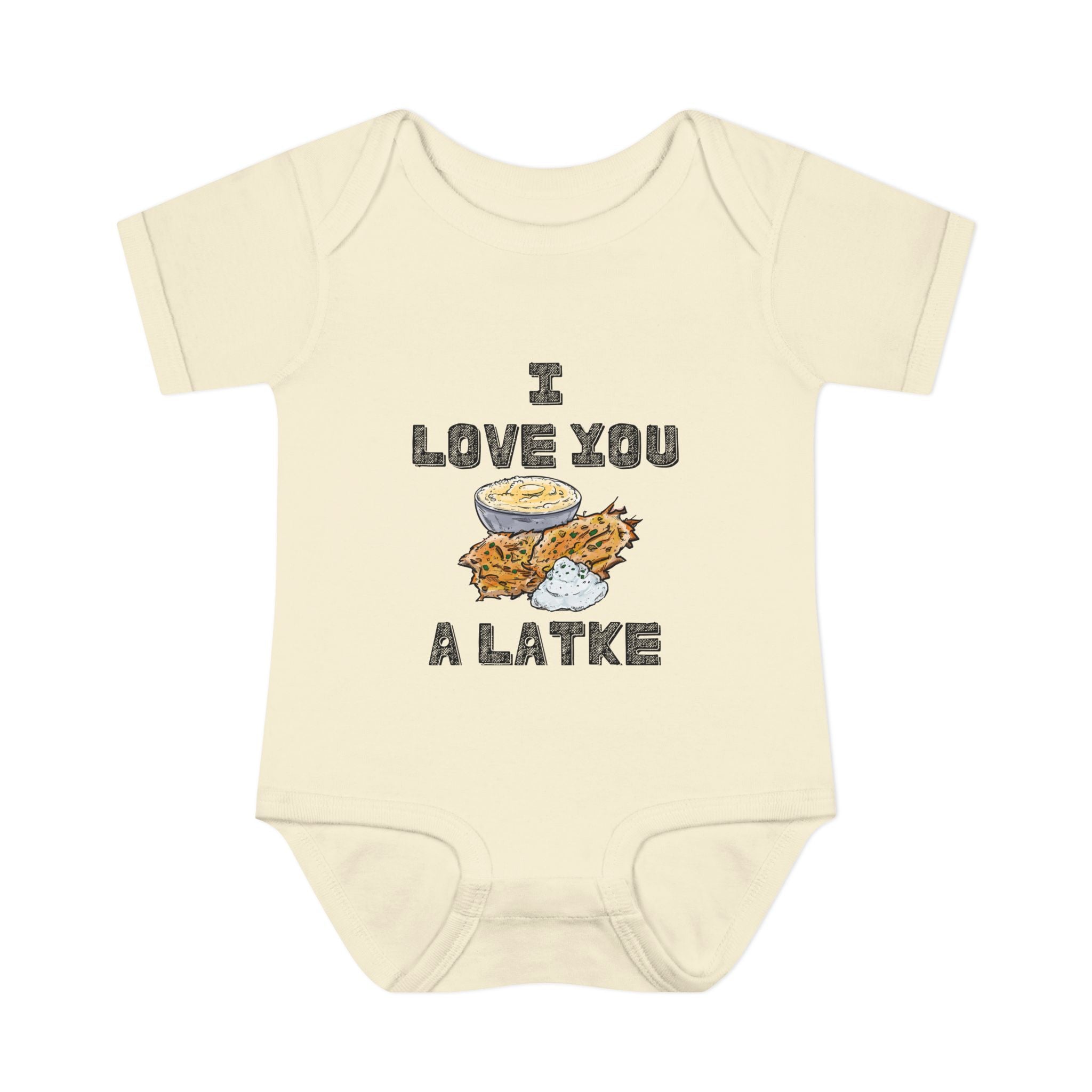 I Love You a Latke Baby Onesie | Funny Hanukkah Bodysuit | Jewish Infant Gift | Latke Baby Outfit | Cute Kosher Pun Baby Shower Gift