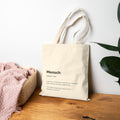 Mensch Definition Tote Bag Jewish Canvas Book Bag, Yiddish Humor Gift for Teacher Student, Eco Friendly Everyday Carry
