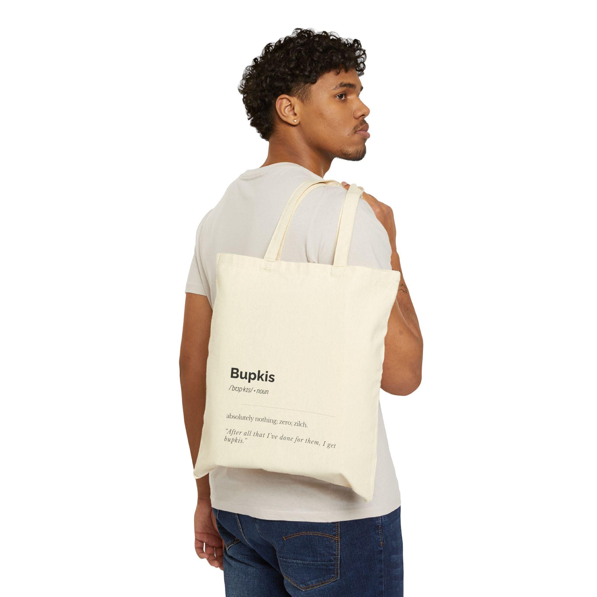 Bupkis Definition Tote Bag, Yiddish Canvas Market Bag, Jewish Humor Gift