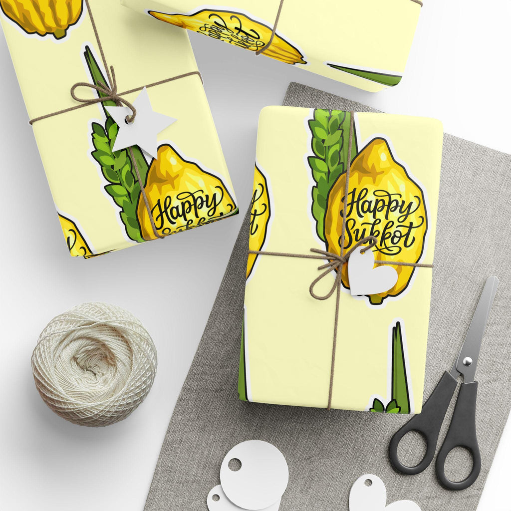 Etrog and Lulav Sukkot Wrapping Paper, Jewish Holiday Wrap