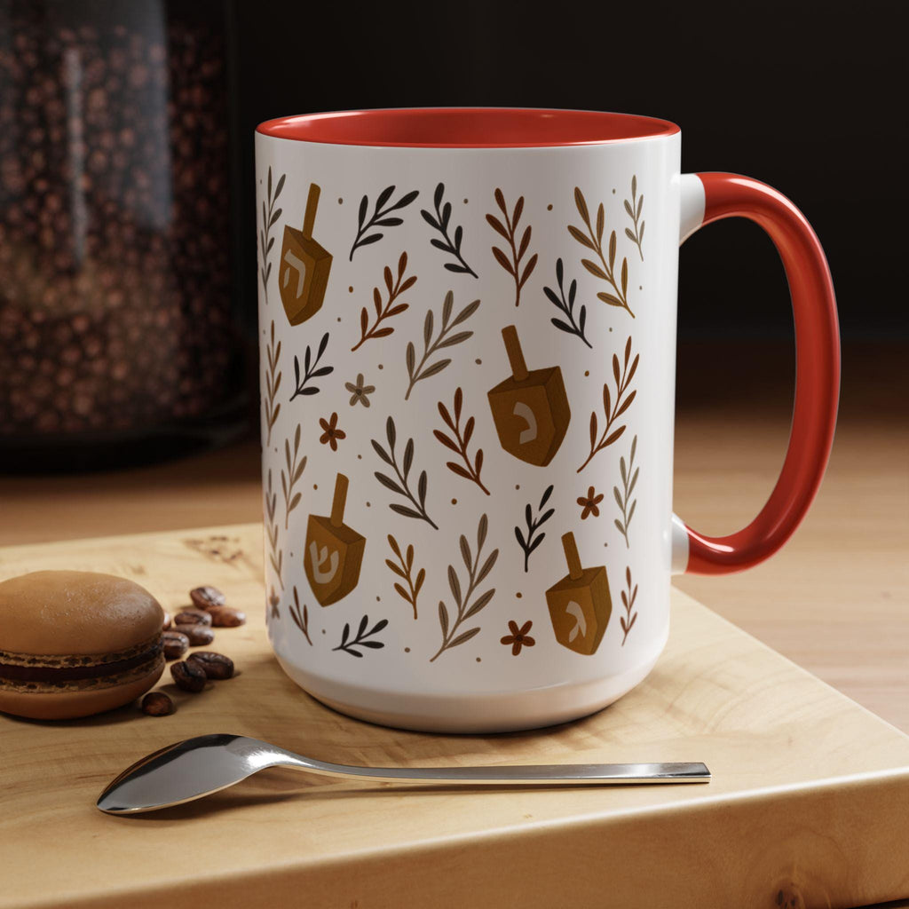 Hanukkah Coffee Mug, Festive Dreidel Design, Jewish Holiday