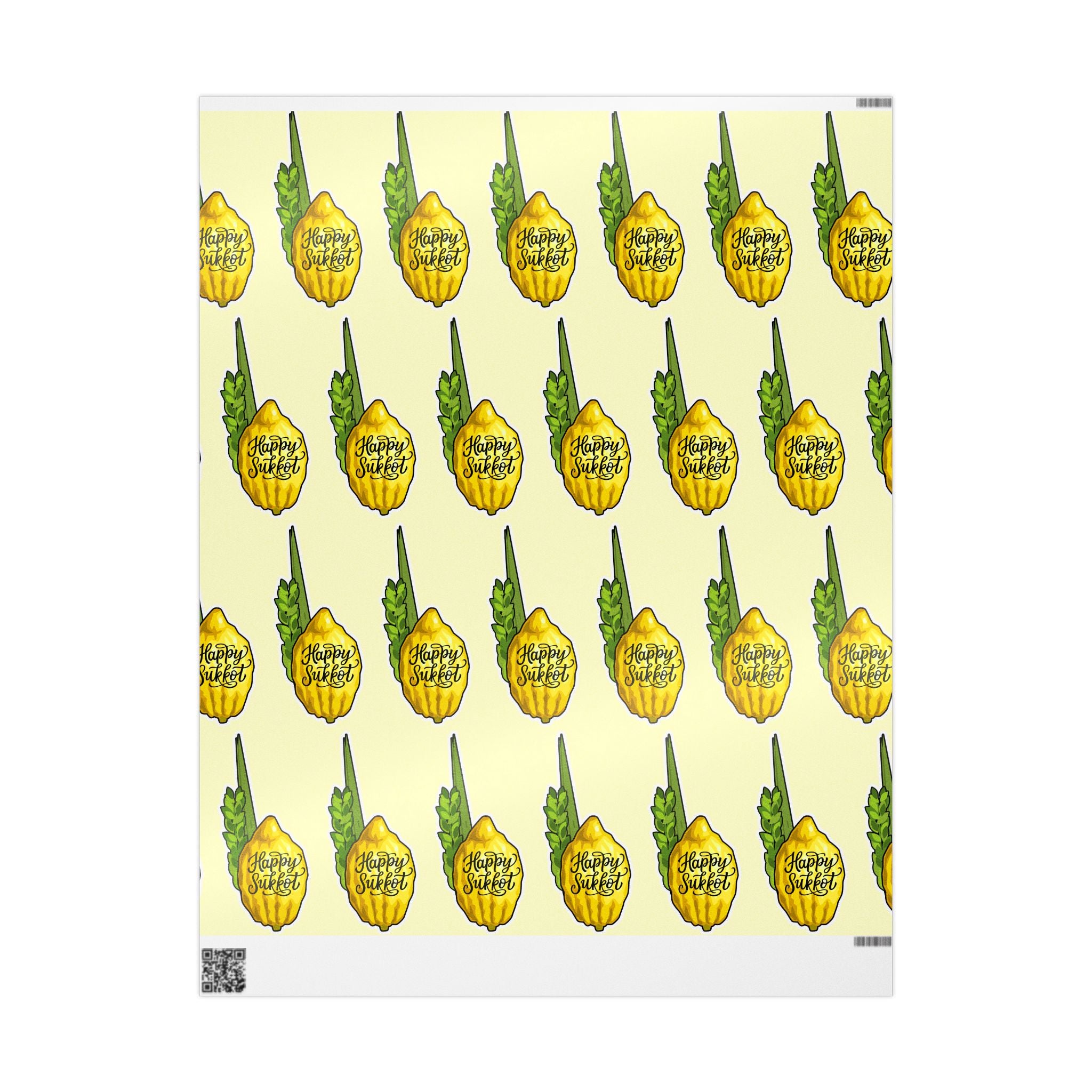 Sukkot Wrapping Paper with Etrog and Lulav, Jewish Holiday Gift Wrap, Fall Judaica Decor for Hostess Gift