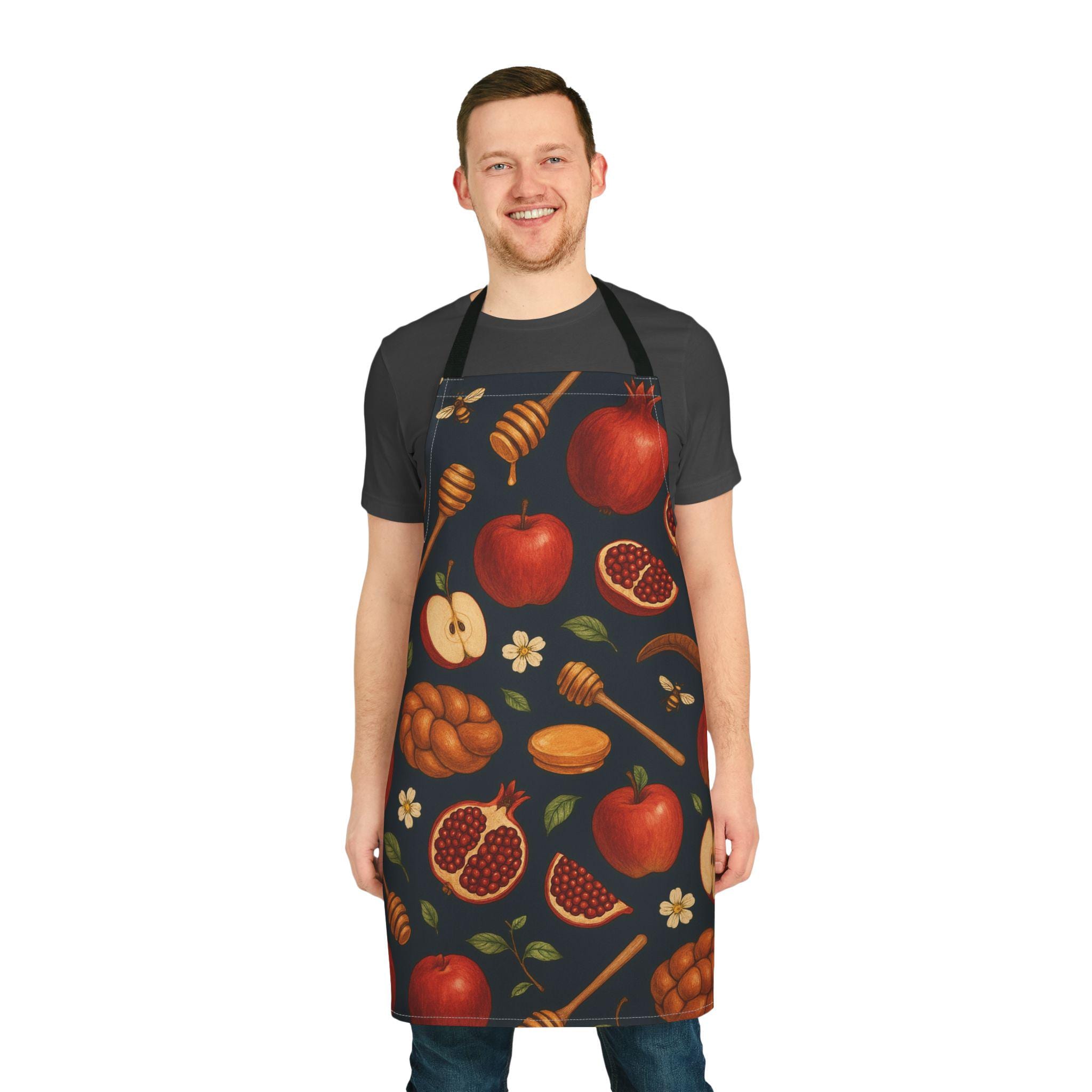 Rosh Hashanah Apron, Apples, Honey, Pomegranates, Jewish Holiday Kitchen Decor