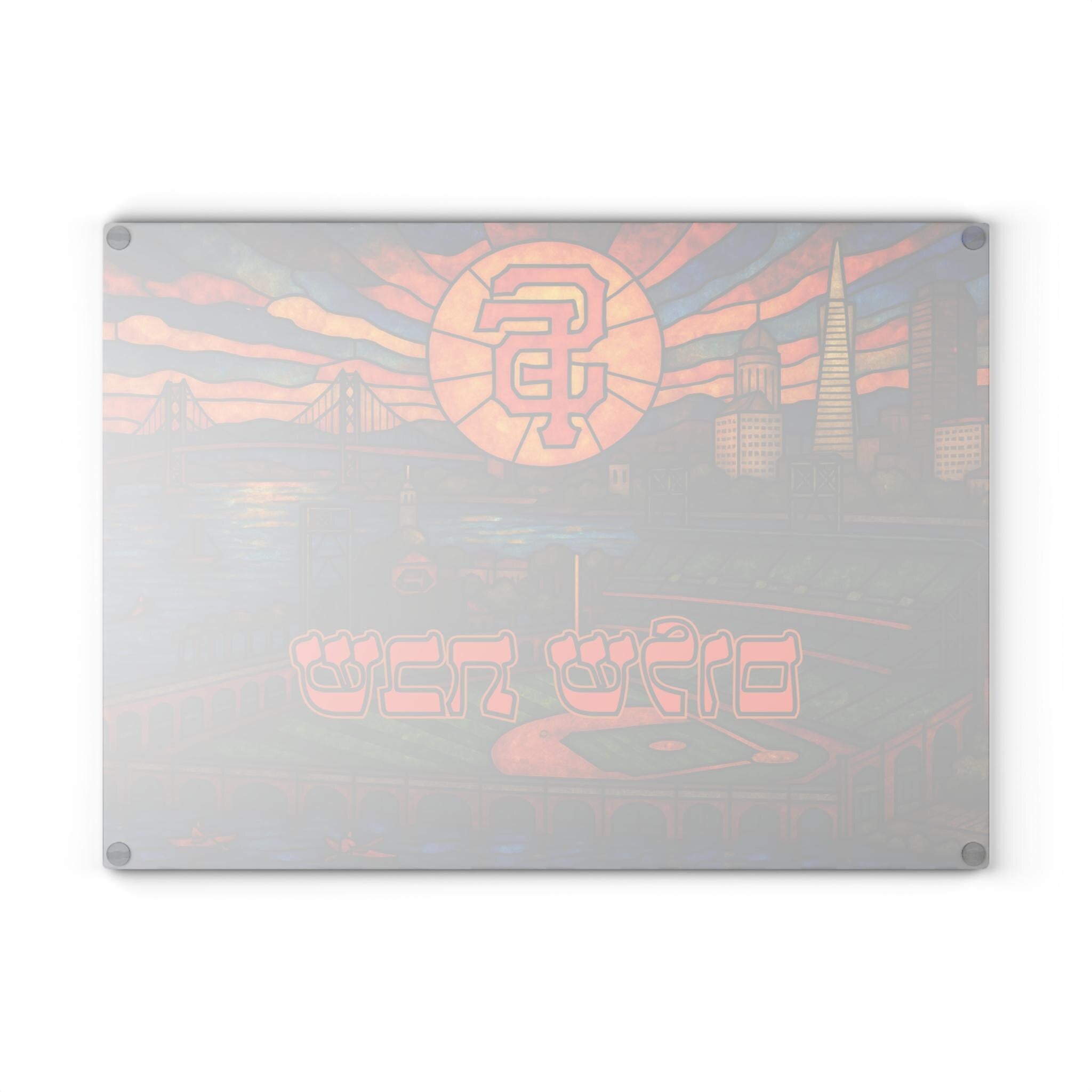 San Francisco Giants Challah Board, Stained Glass Shabbat Tray, Tempered Glass Judaica