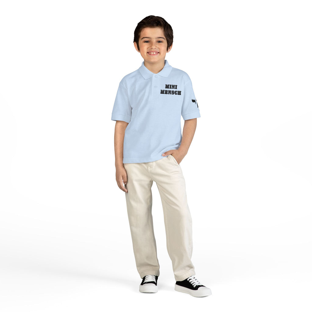 Mini Mensch Youth Polo Shirt Jewish Kids Gift, Hebrew Pride School Shirt, Bar Mitzvah Youth Outfit