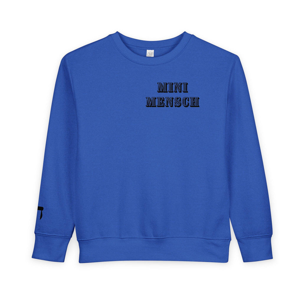 Toddler Mini Mensch Sweatshirt with Hebrew Chai Symbol, Kids Jumper