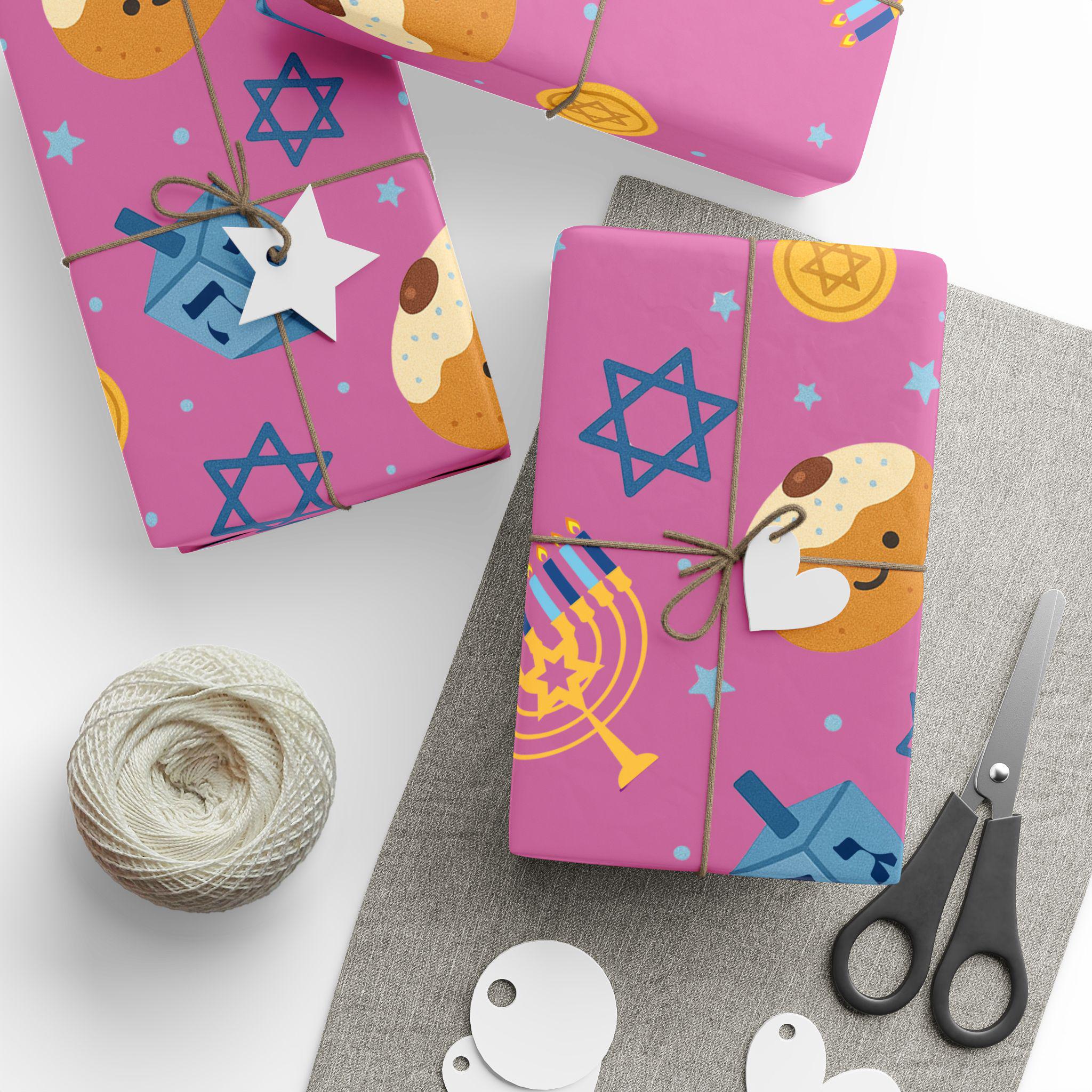 Hanukkah Wrapping Paper, Modern Jewish Wrap, Fine Art Paper