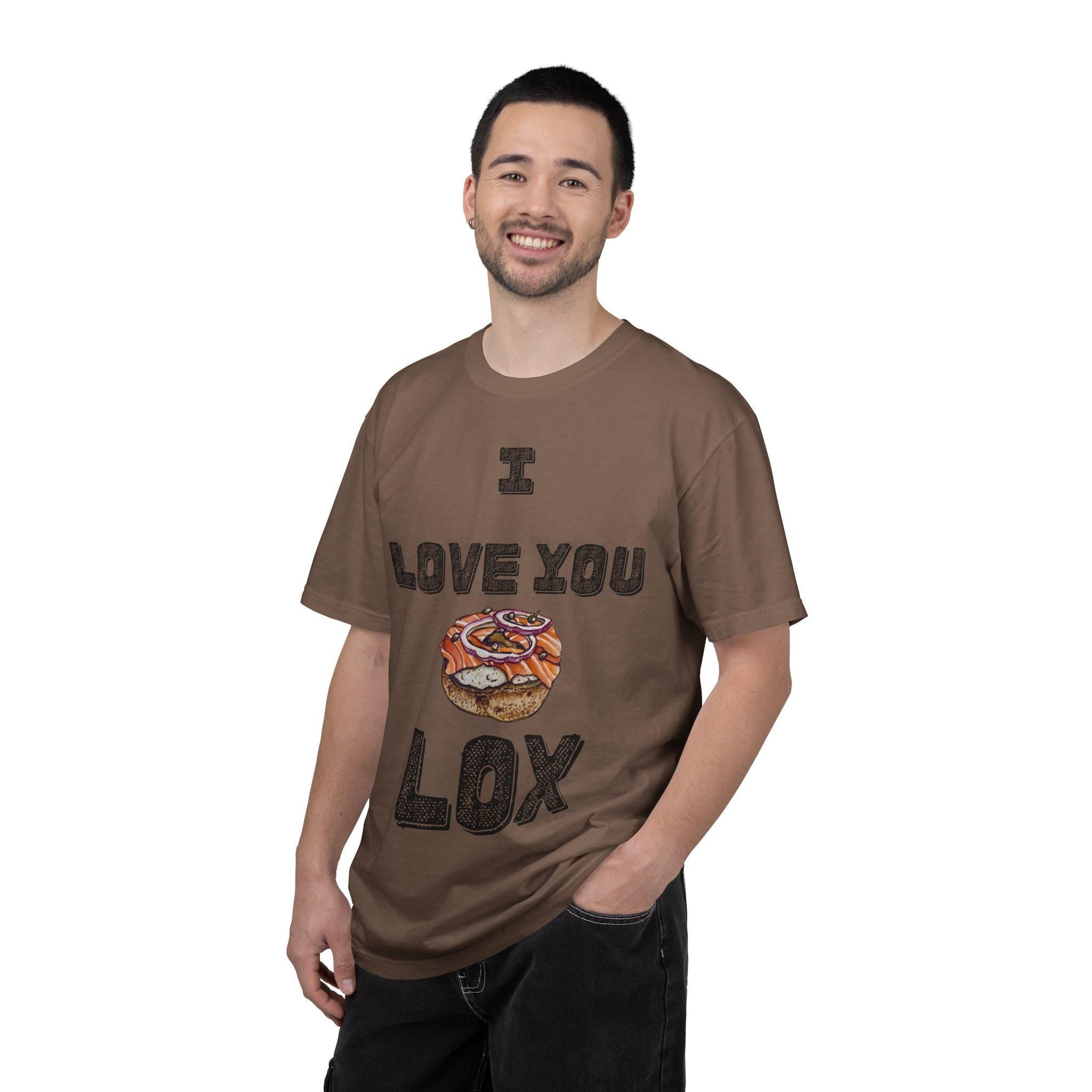 I Love You Lox Bagel Shirt, Funny Jewish Foodie Tee, Unisex Garment Dyed Cotton
