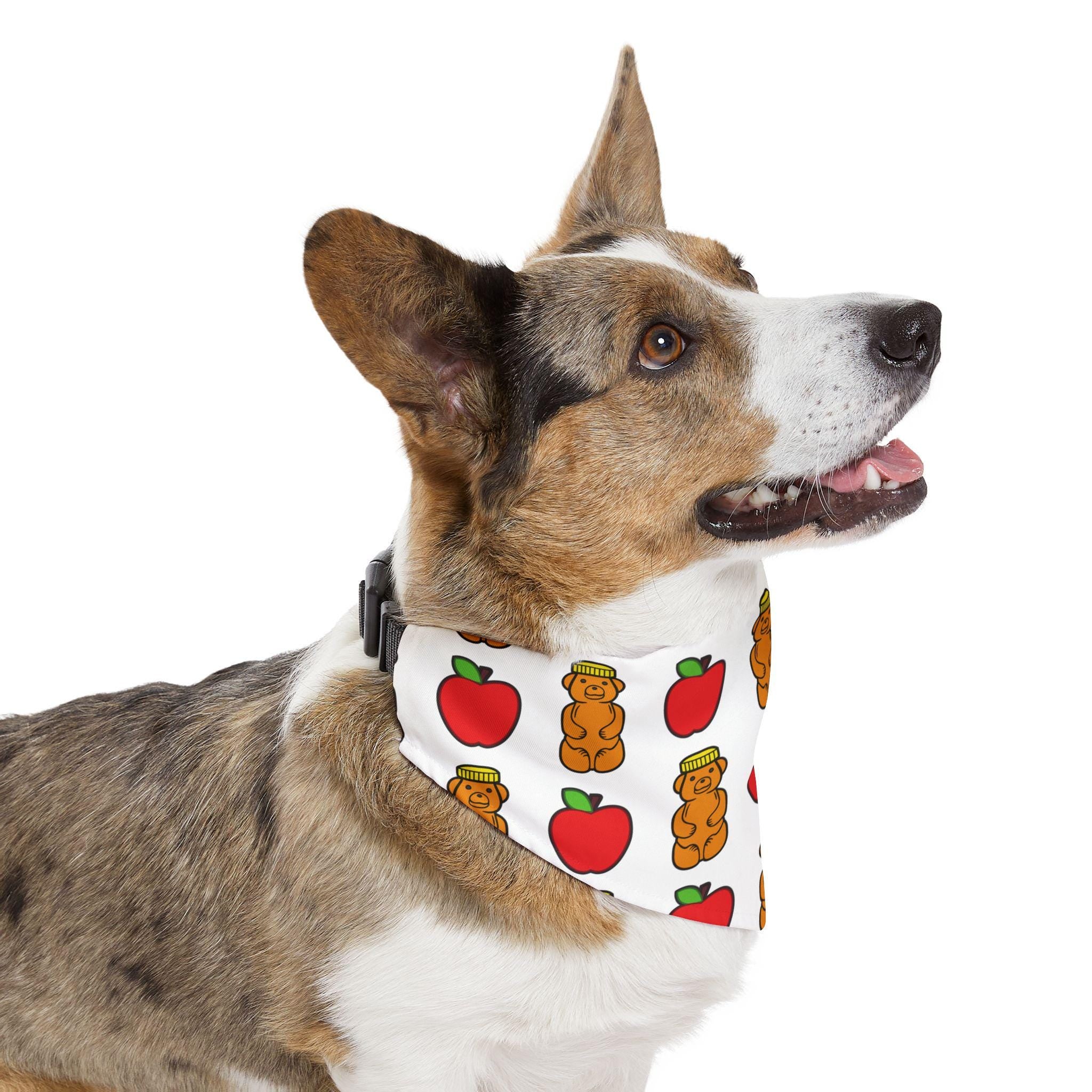 Rosh Hashanah Dog Bandana, Apple & Honey Print, Jewish Holiday Pet Scarf