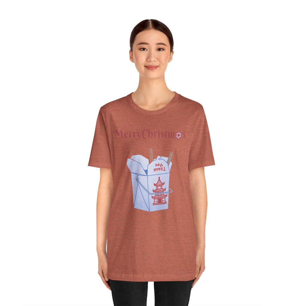 Merry Christmas Chinese Takeout Graphic Tee, Funny Holiday Foodie Shirt