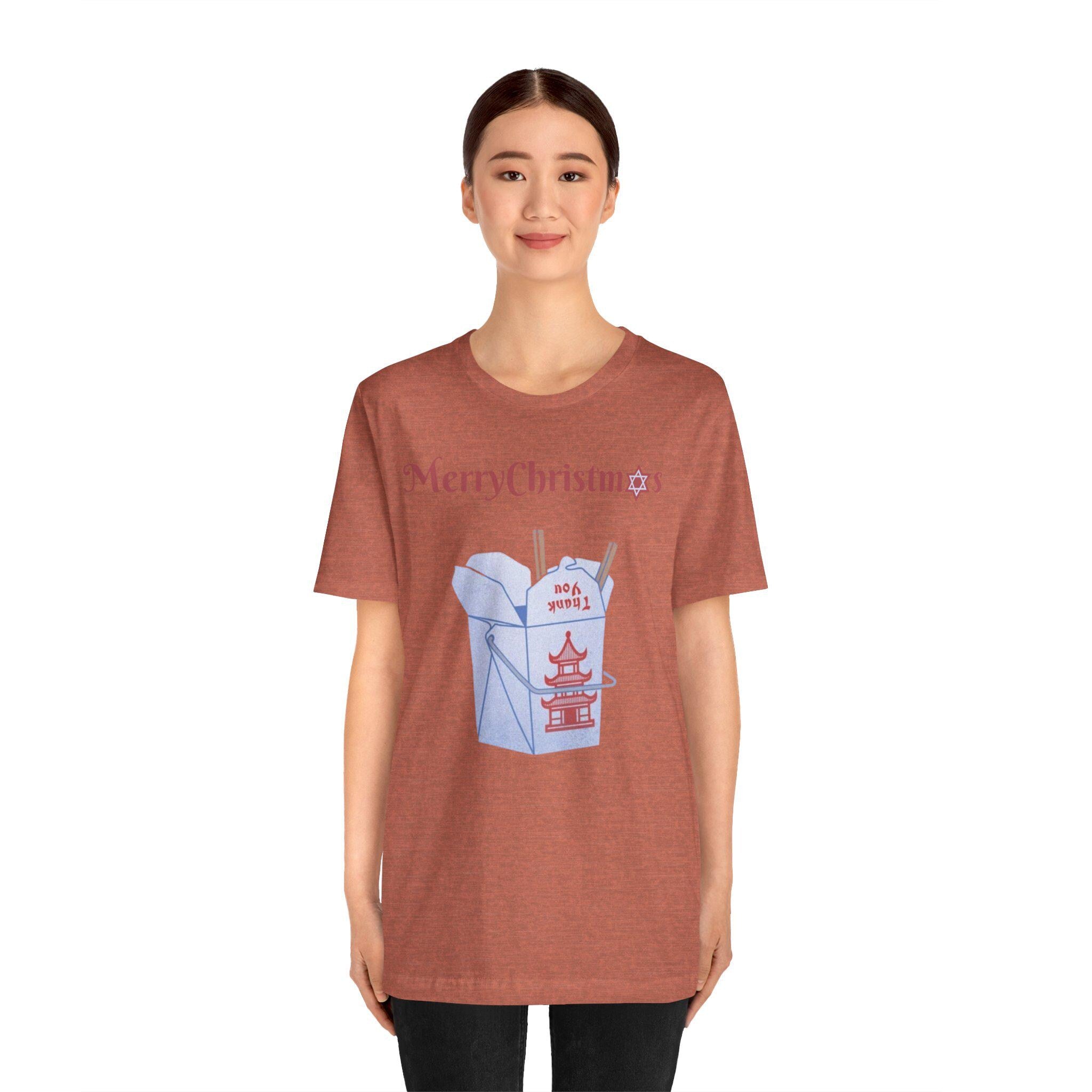 Merry Christmas Chinese Takeout Graphic Tee, Funny Holiday Foodie Shirt