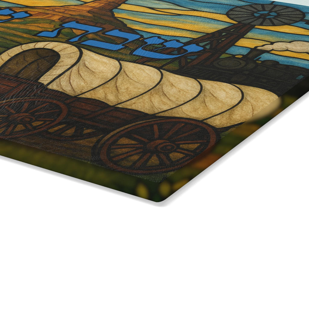 Nebraska Stained Glass Challah Board, State Capitol Shabbat Tray, Midwest Wedding Gift