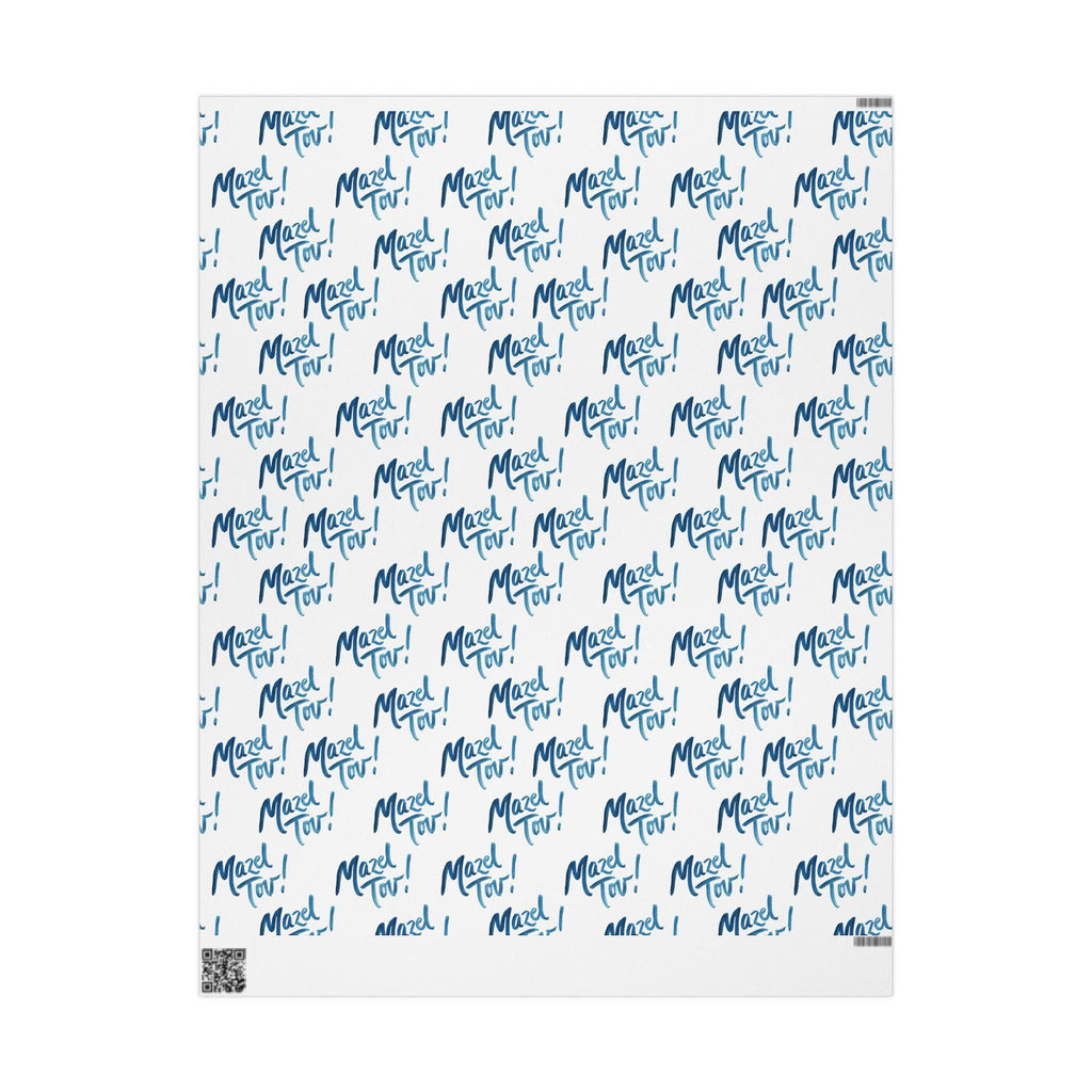 Mazel Tov Jewish Wrapping Paper, White Blue Simcha Gift Wrap