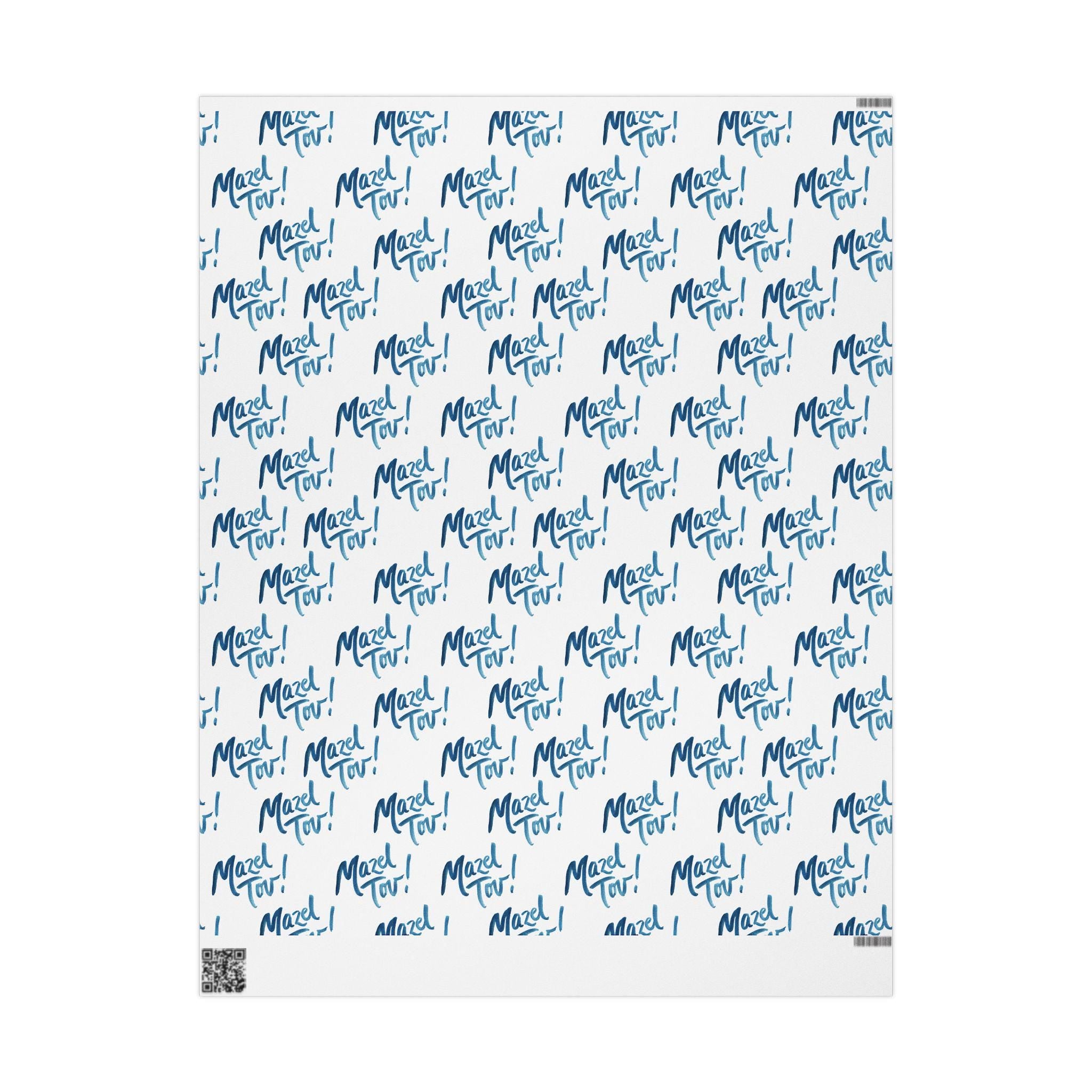 Mazel Tov Jewish Wrapping Paper, White Blue Simcha Gift Wrap