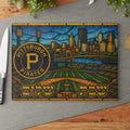 Pittsburgh Pirates Challah Board, PNC Park Skyline Tempered Glass Shabbat Tray