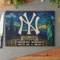 New York Yankees Challah Board Stained Glass Shabbat Tray, 15x11 Jewish Baseball Wedding Gift
