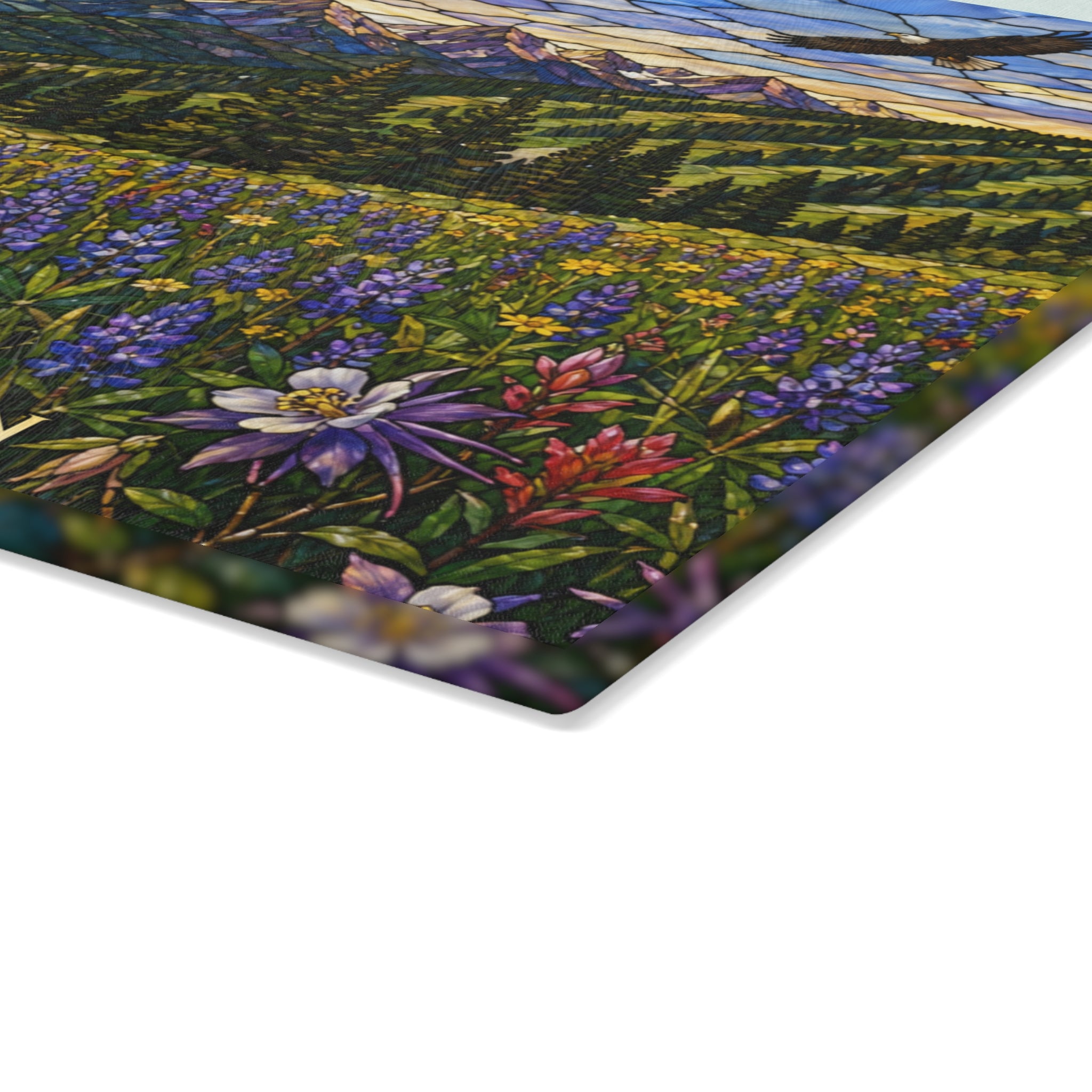 Vail Colorado Challah Board with Mountains, Columbine Flowers and Aspens