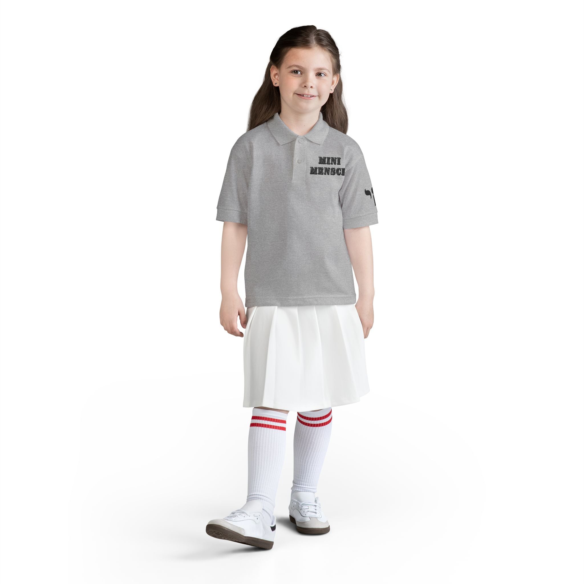 Mini Mensch Youth Polo Shirt Jewish Kids Gift, Hebrew Pride School Shirt, Bar Mitzvah Youth Outfit