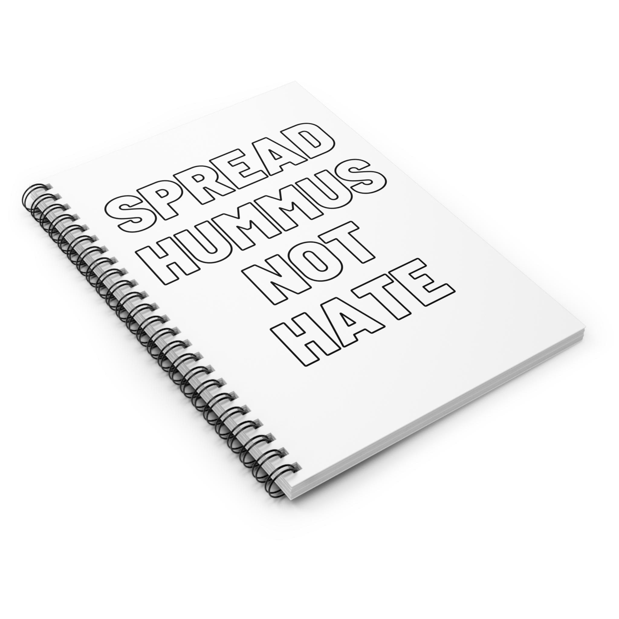 Spread Hummus Not Hate Spiral Notebook, Jewish Study Journal, 6x8 Ruled School Notebook Gift