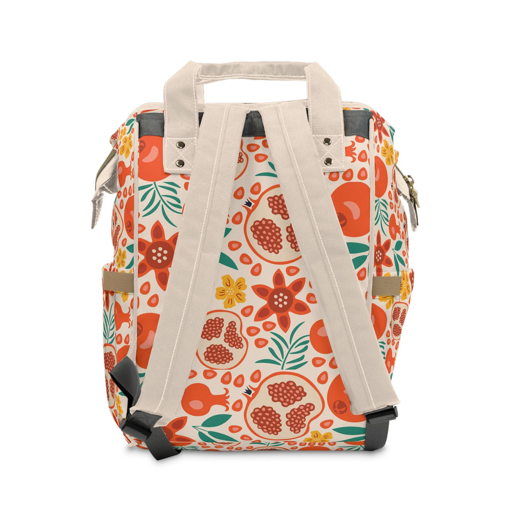 personalized hebrew Pomegranate Floral Diaper Backpack | Citrus Fruit Pattern