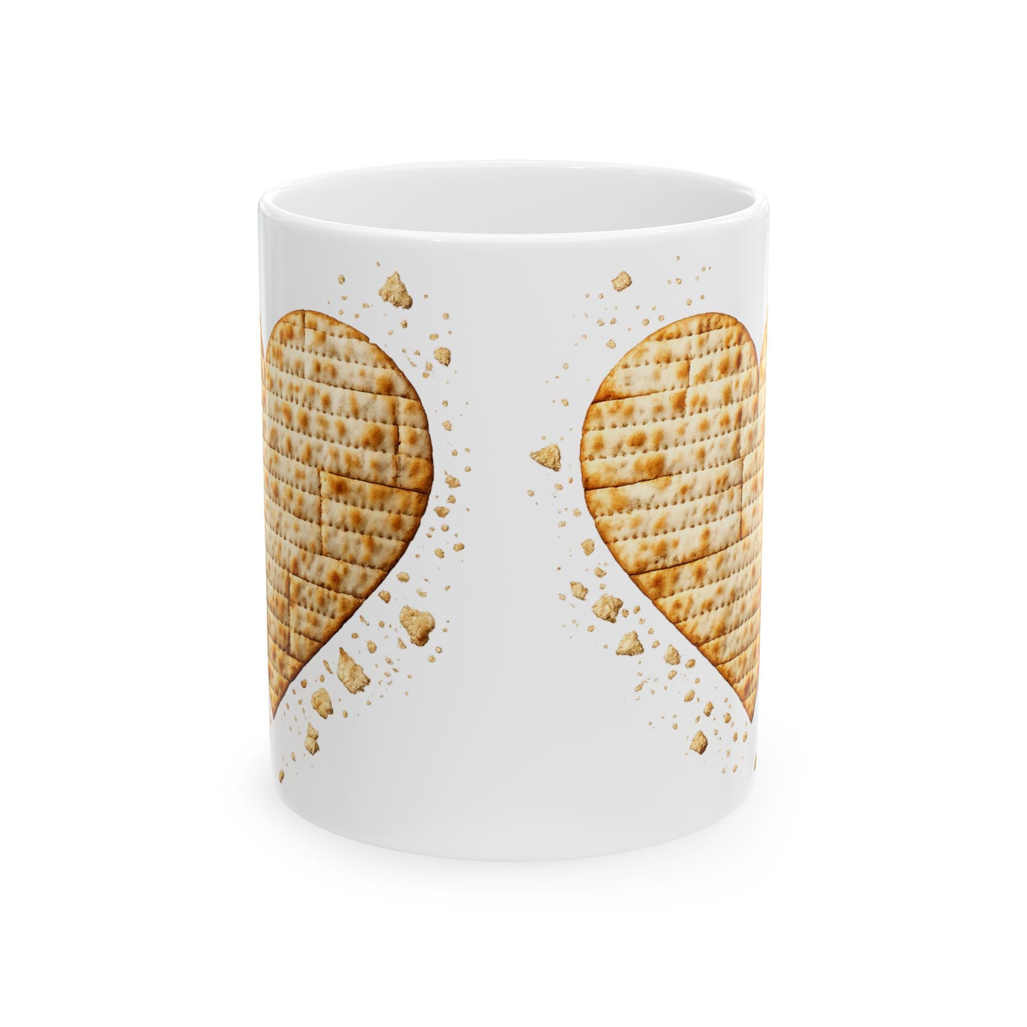 Matzah Heart Mug, Modern Judaica Passover Drinkware, Jewish Holiday Coffee Cup