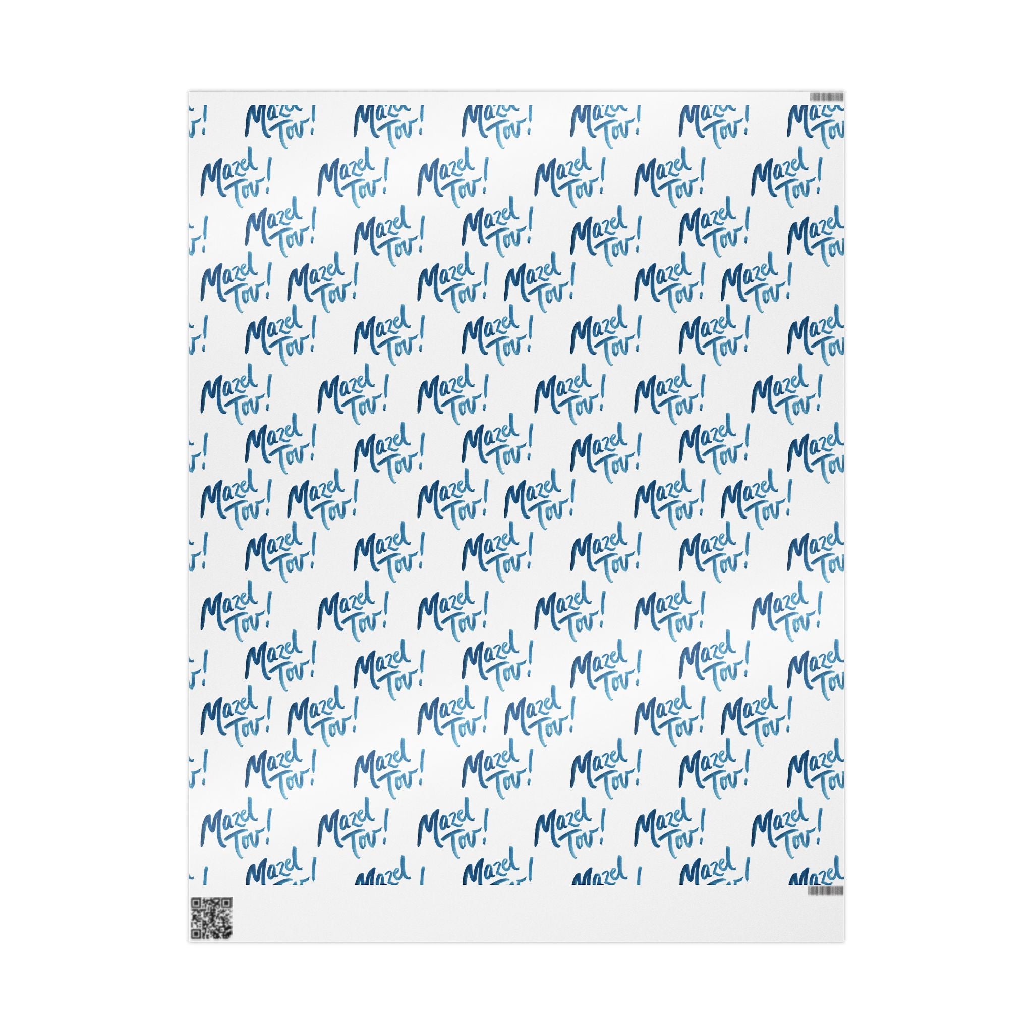 Mazel Tov Jewish Wrapping Paper Roll, White and Blue Gift Wrap for Jewish Wedding Bar Mitzvah Bat Mitzvah, Simcha Present Wrap