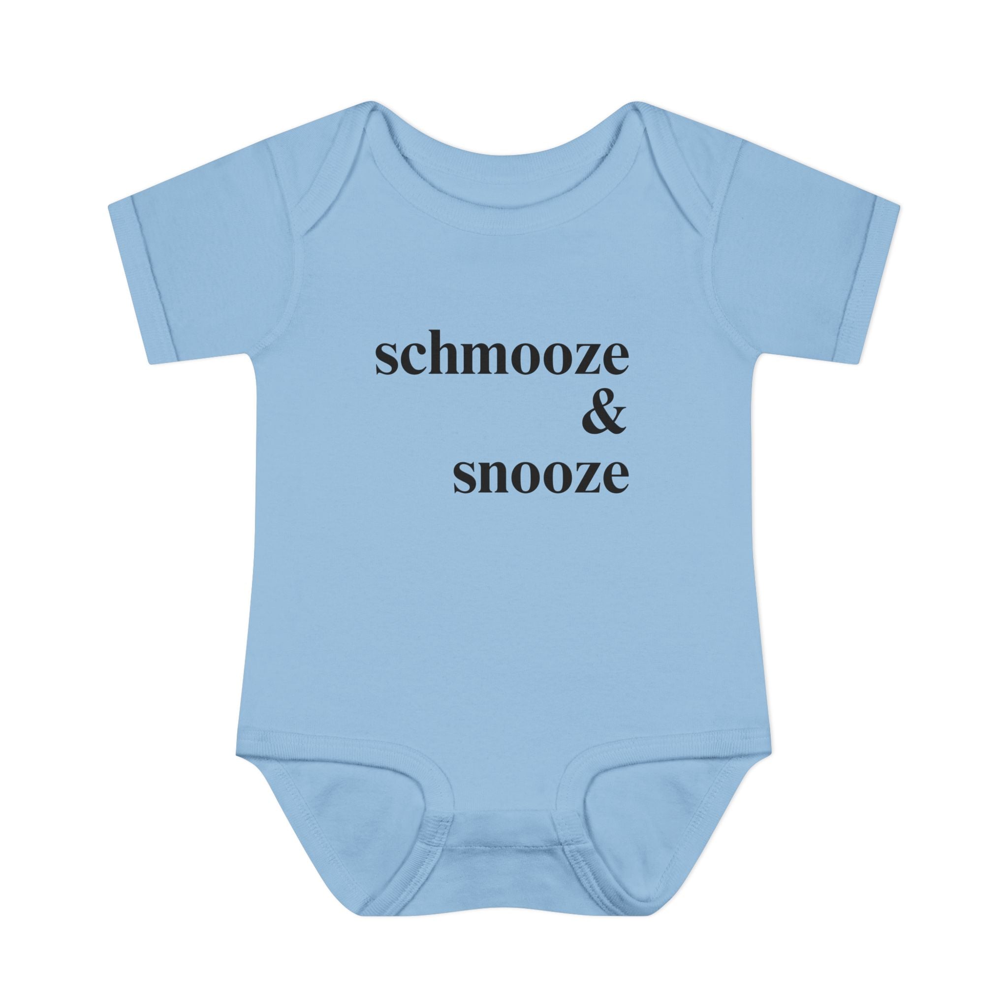 schmooze & snooze Infant Bodysuit | Minimal Script Baby Onesie