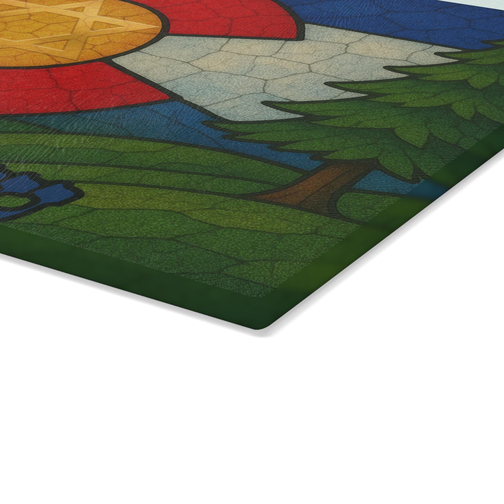 Colorado Stained Glass Challah Board, Shabbat Plate, Jewish Gift 11x15