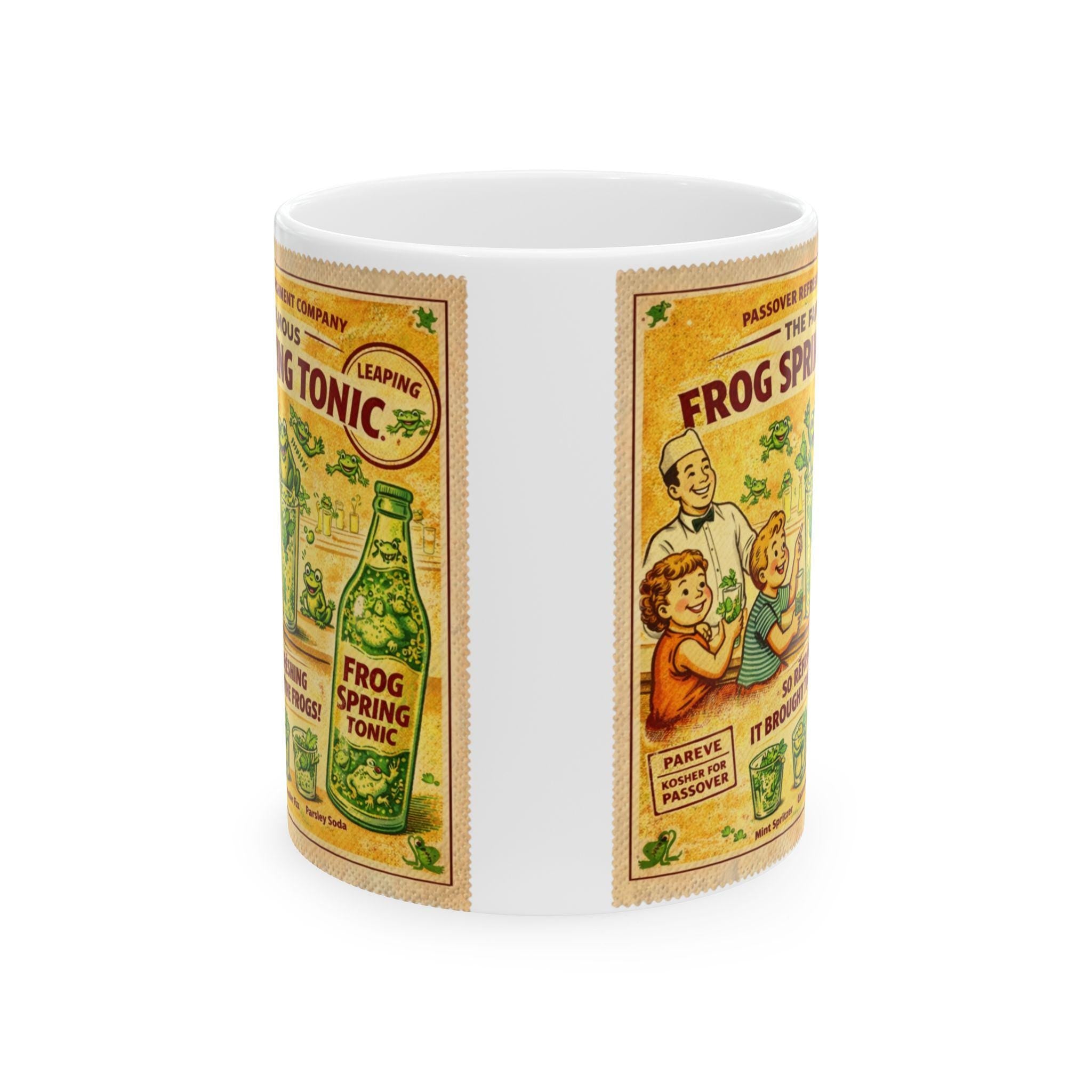 Vintage Frog Spring Tonic Passover Mug, Funny Pesach Coffee Cup