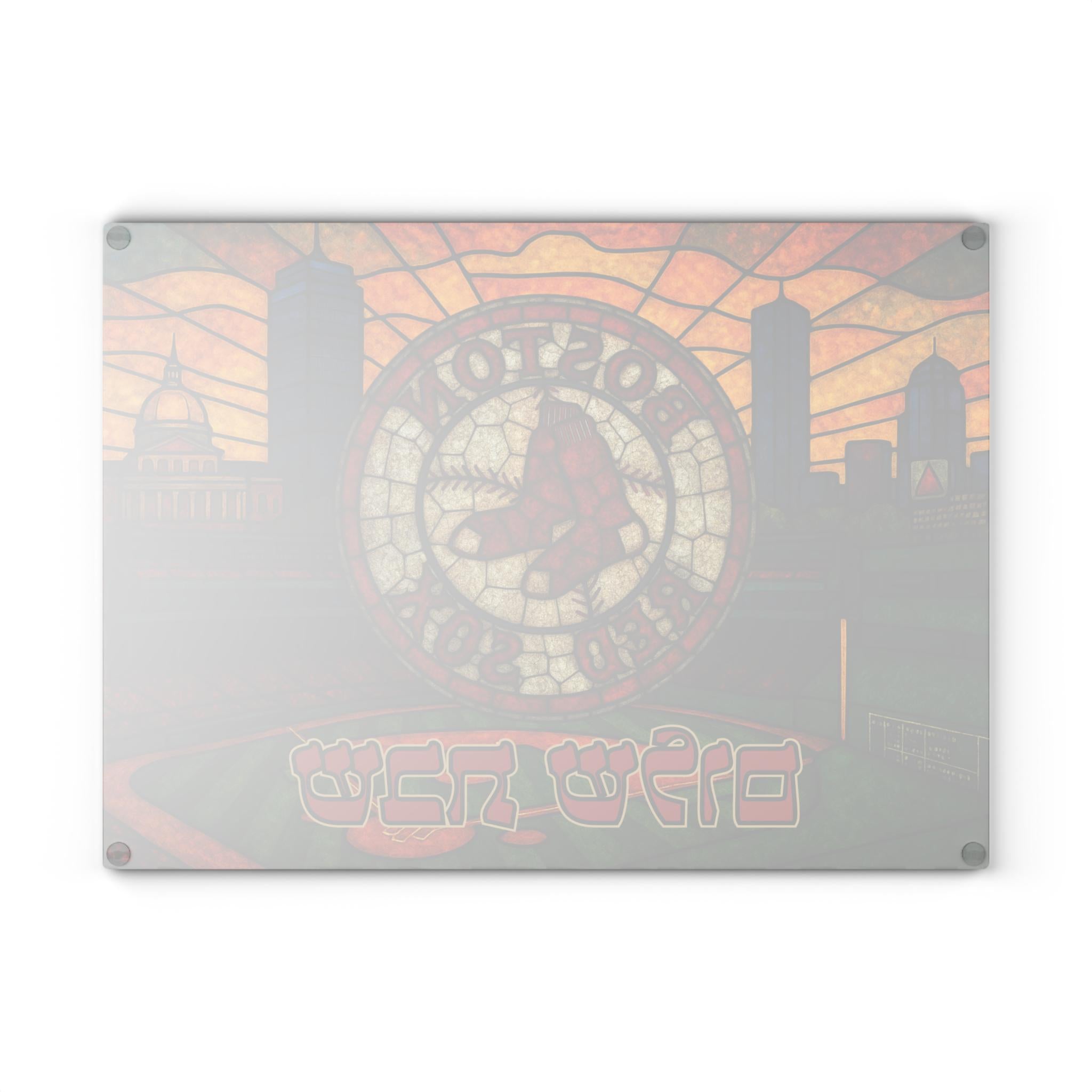 Boston Red Sox Challah Board, Stained Glass Shabbat Tray, Fenway Park Judaica (15x11)
