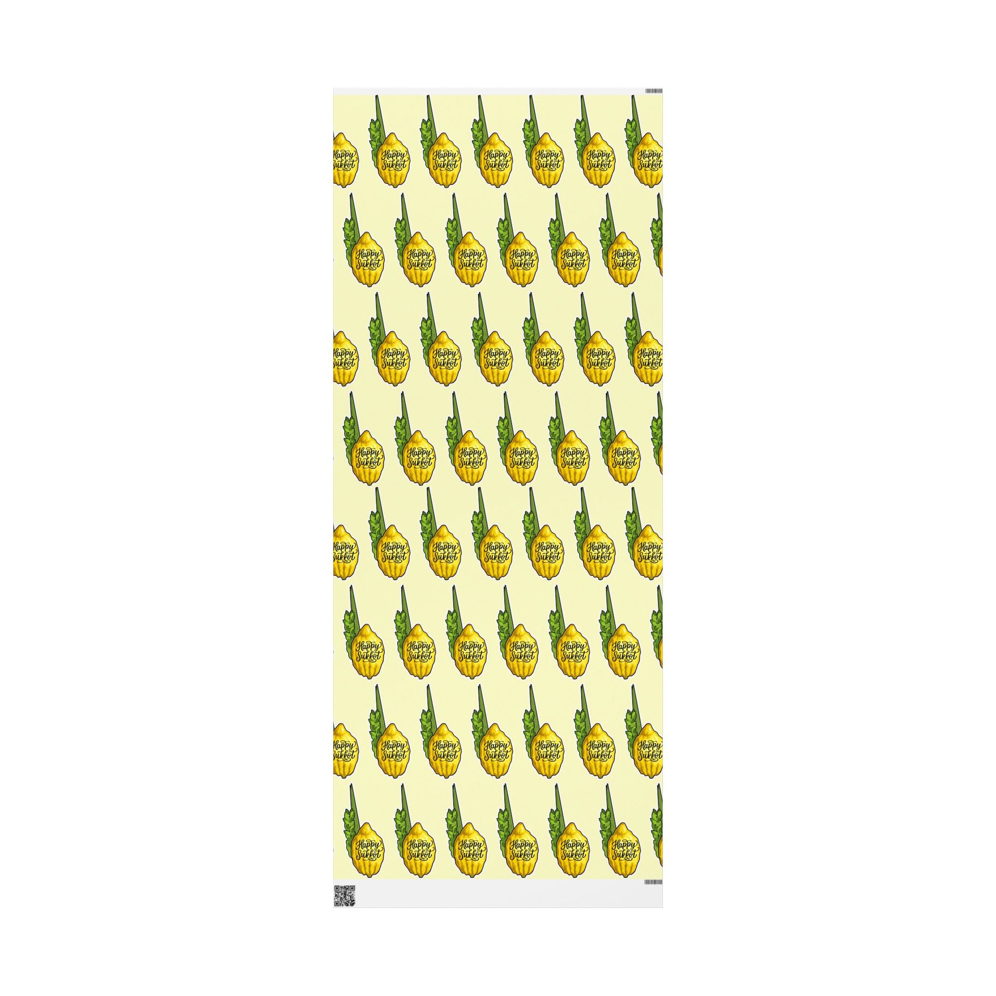 Sukkot Wrapping Paper with Etrog and Lulav, Jewish Holiday Gift Wrap, Fall Judaica Decor for Hostess Gift