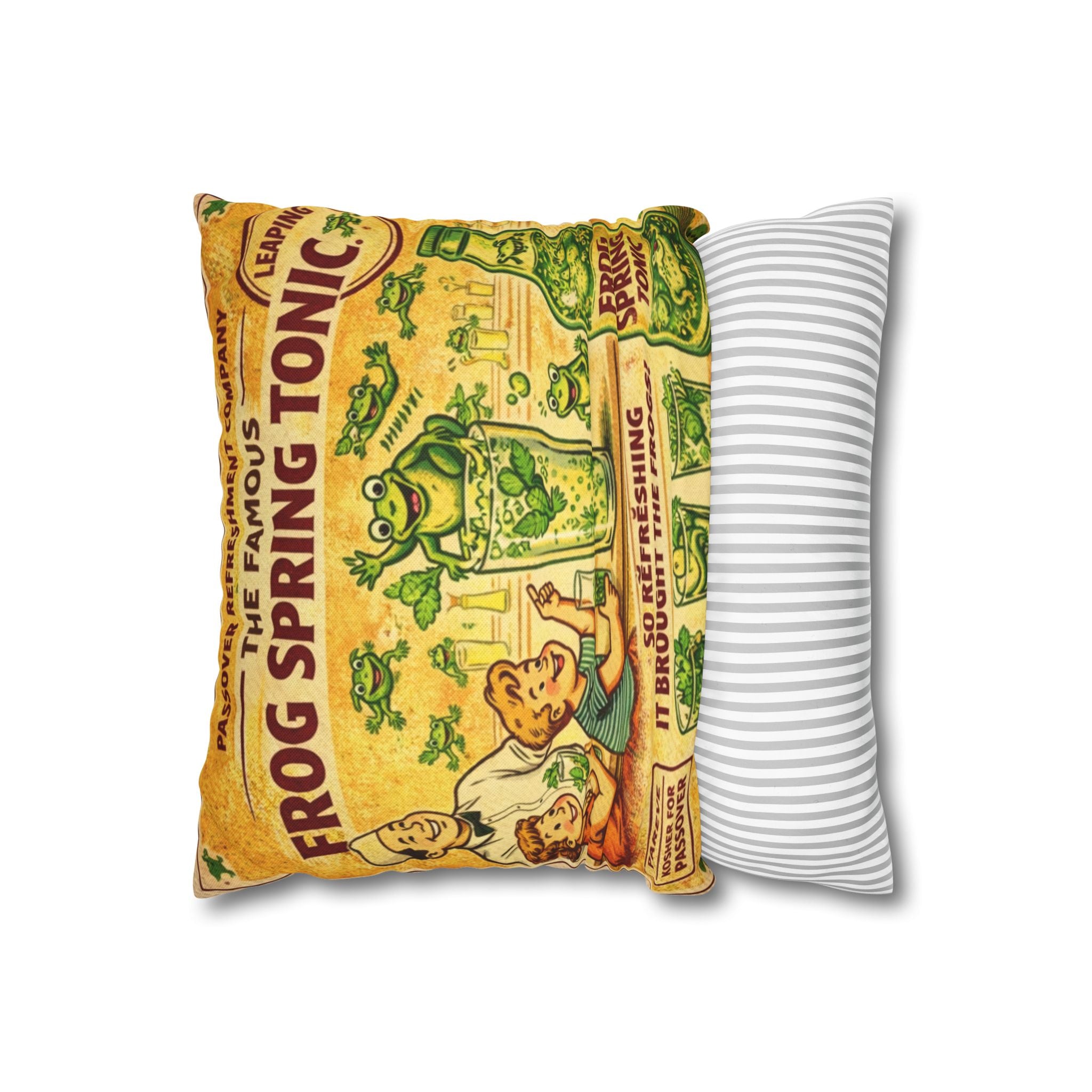 Passover plague frogs Decorative Pillow Cover, Vintage Jewish Kitchen Art Cushion Case, Seder Hostess Gift, Holiday Home Decor