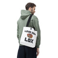 I Love You Lox Tote Bag, Funny Bagel and Lox Reusable Grocery Tote, Jewish Brunch Gift for Couples and Food Lovers