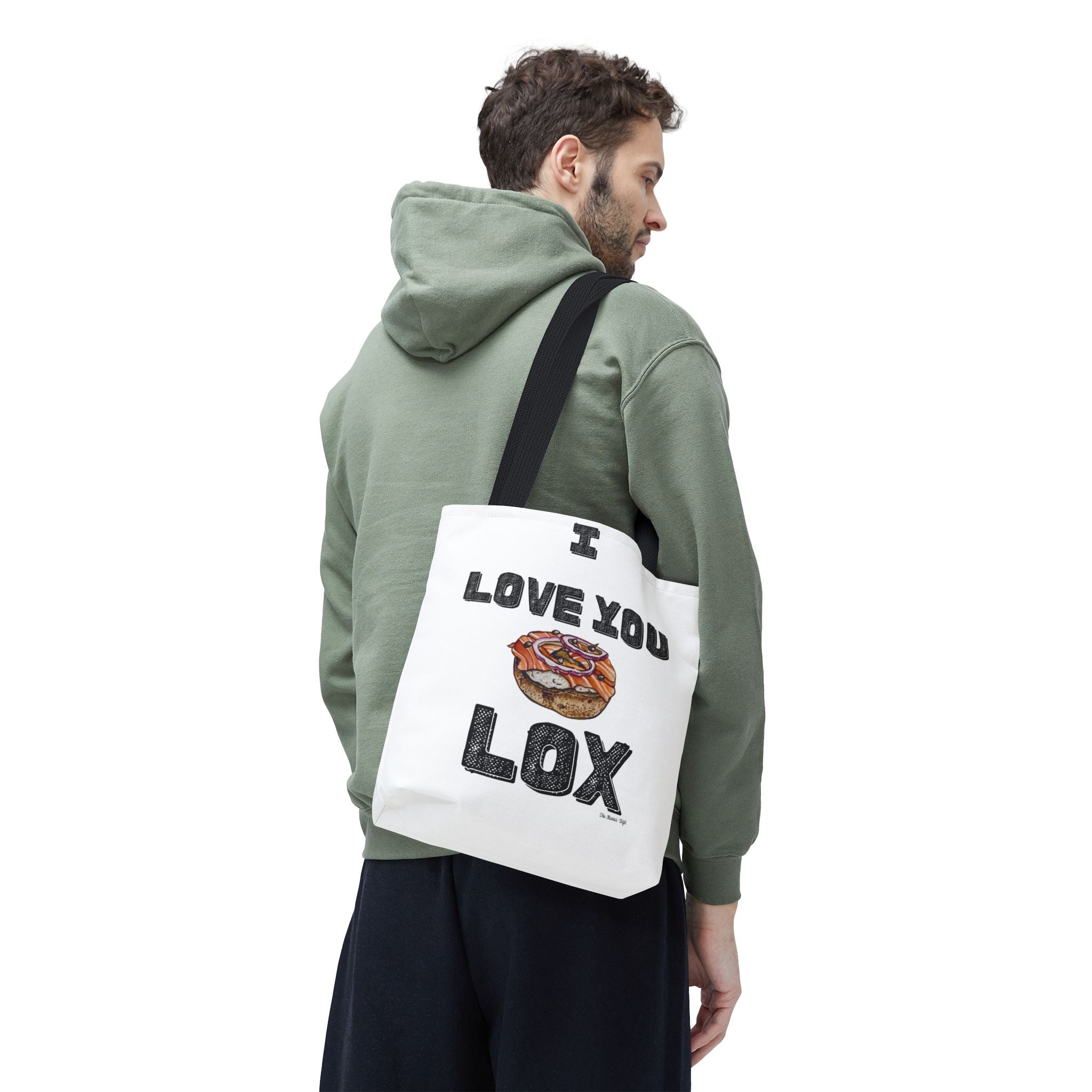 I Love You Lox Tote Bag, Funny Bagel and Lox Reusable Grocery Tote, Jewish Brunch Gift for Couples and Food Lovers