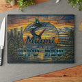 Miami Marlins Stained Glass Challah Board, Tempered Glass Shabbat Tray