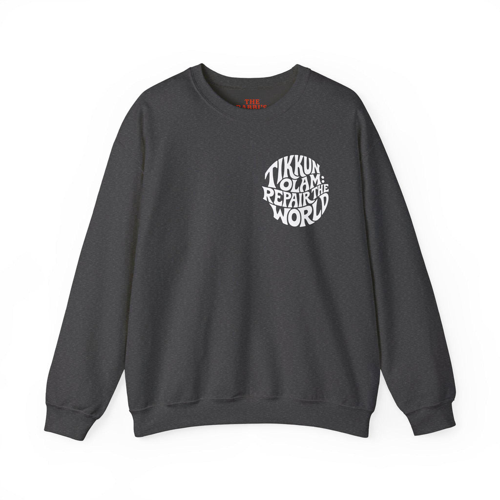 Tikkun Olam Sweatshirt Hebrew Crewneck, Jewish Social Justice Pullover Gift