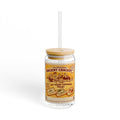 Passover Matzah Vintage Ad Sipper Glass 16oz with Bamboo Lid & Straw, Retro Pesach Drinkware, Jewish Hostess Gift