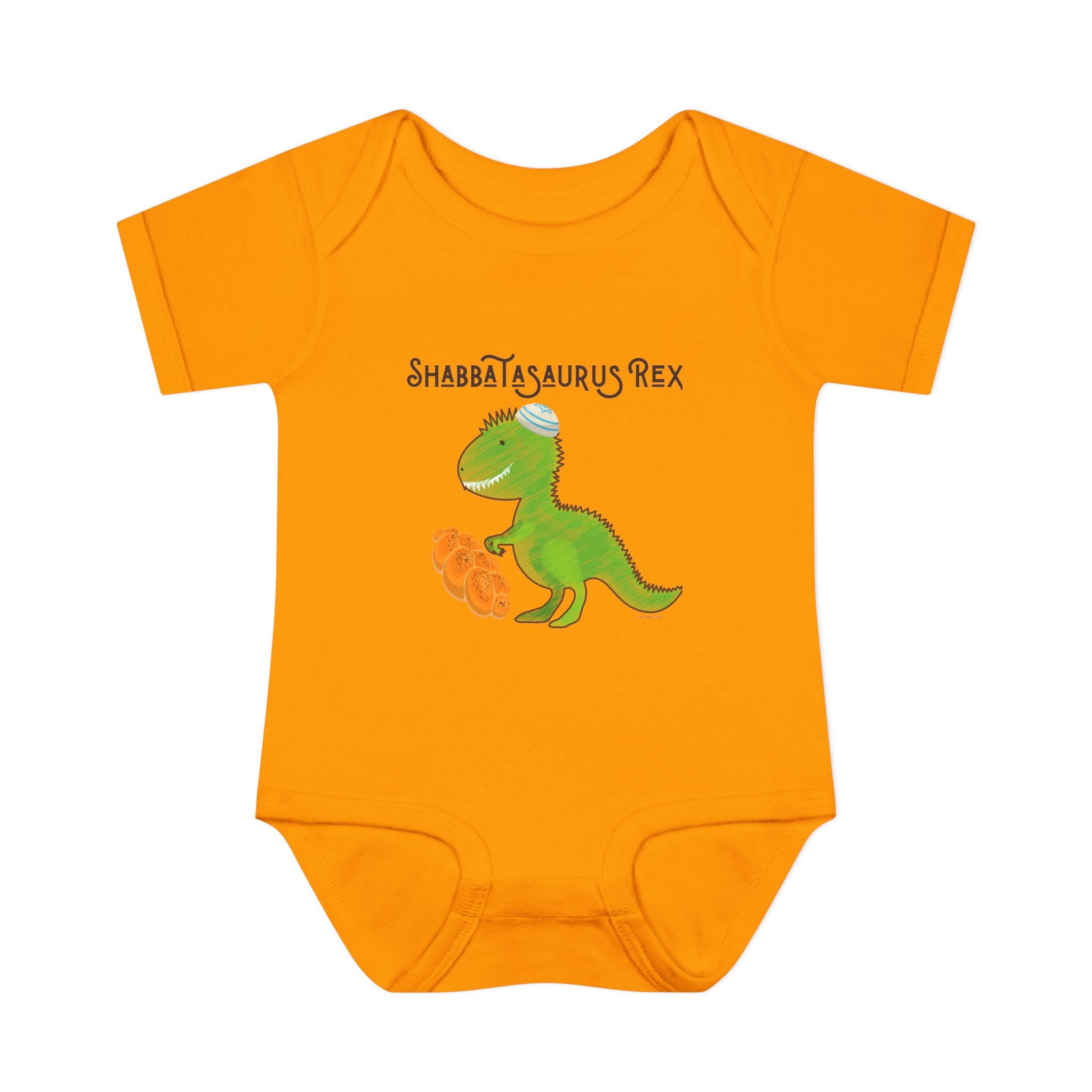 Shabbatasaurus Rex Infant Bodysuit | Dinosaur Shabbat Illustration